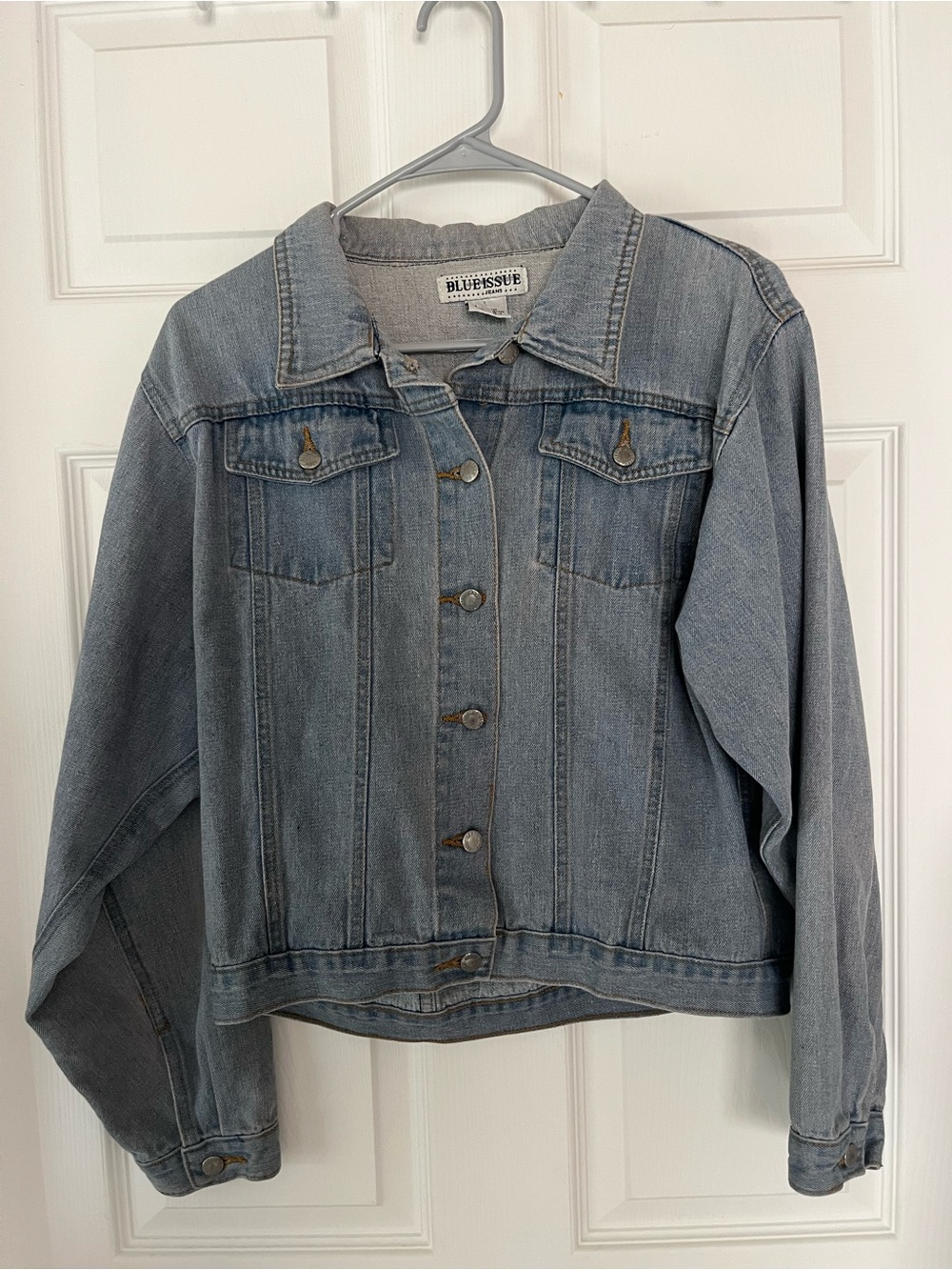 Blue Issue SzL Light Wash Blue Denim Jacket, Button-Front